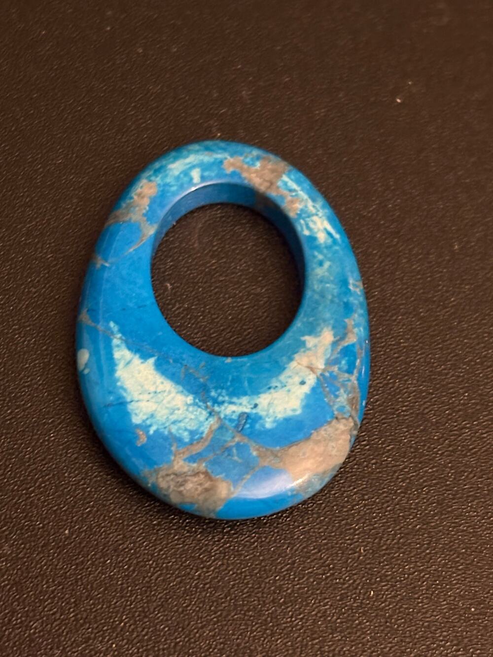 Blue Sea Sediment Jasper Donut Stone Pendant